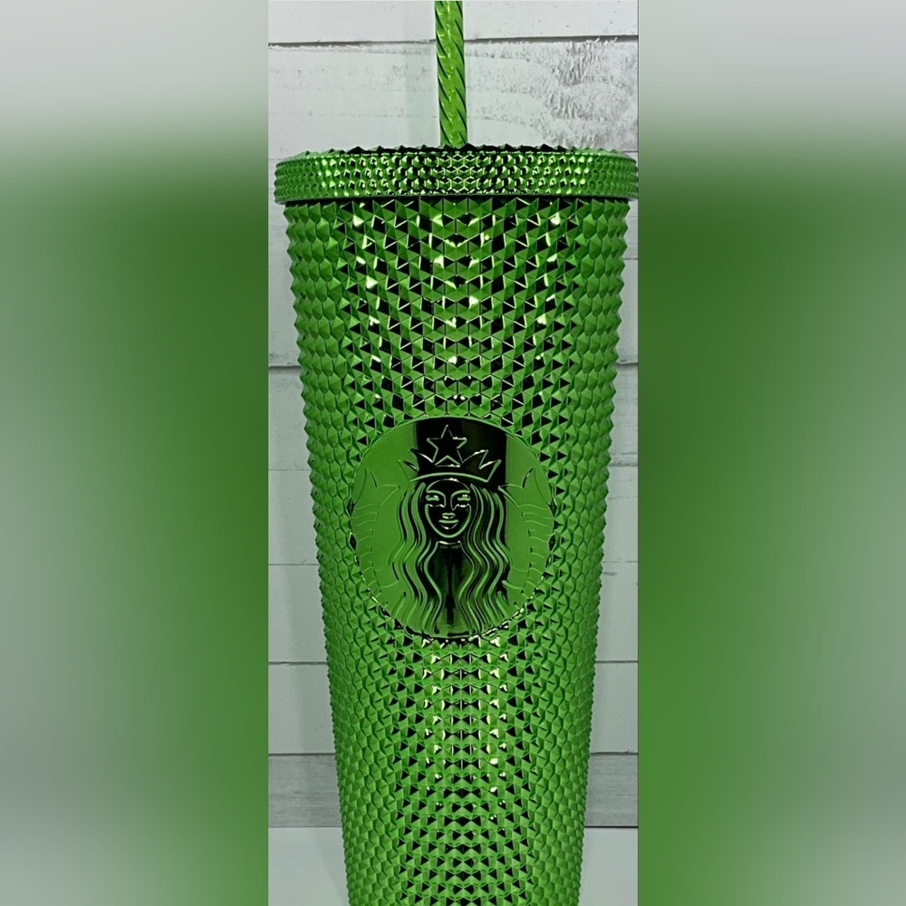 Starbucks Tumbler Green Chrome Studded. NWT. Holiday 2023. Venti 24oz